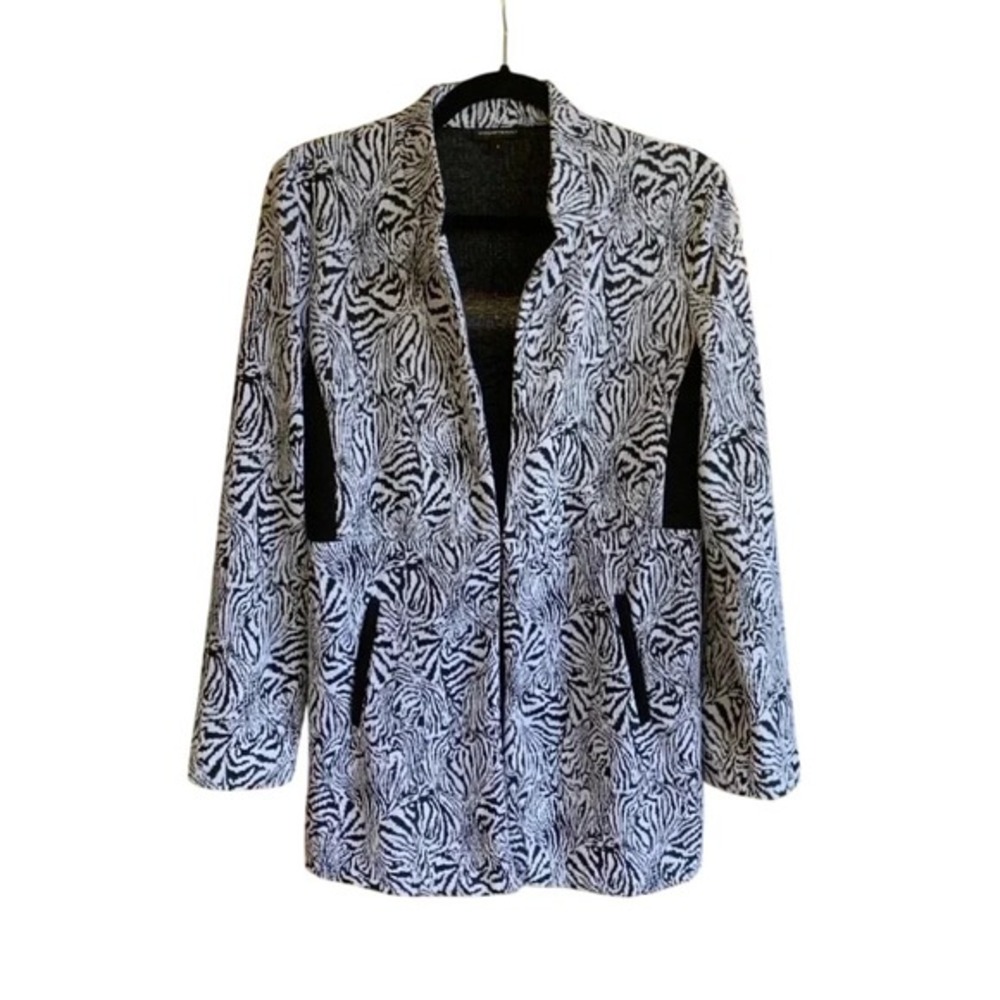 COURTENAY WOMENS LONG SLEEVE BLACK AND WHITE CASUAL BLAZER/JACKET SIZE SMALL